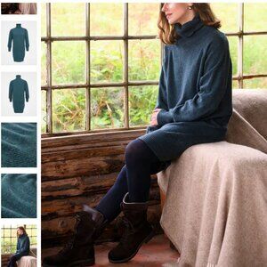 CELTIC & CO Supersoft Wool Turtleneck Knee Length Dress sz M, Icelandic Blue